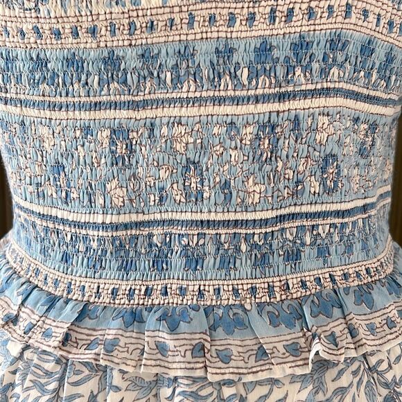 Bell Ashley Ruffled Puff Sleeve Midi Dress in Blue White, NWT, Size XL - Picture 14 of 16